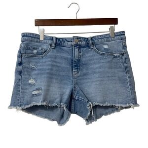 BKE Denim Women's Size 32 Blue Distressed Frayed Hem Festival Casual Boho Shorts